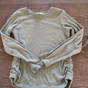 Girls Stitch Fix Bixby Nomad green Side cinch brushed ribbed top size M 8-10